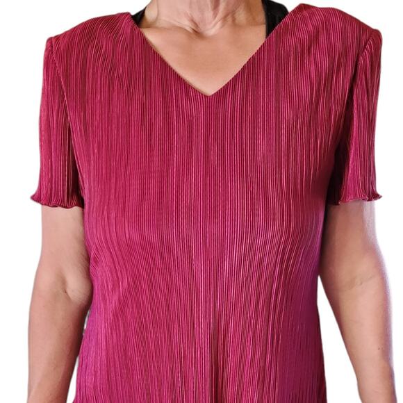 Connected Apparel Red Layered Dress Sz 10 Modest Lagenlook Flattering Church - Picture 3 of 8